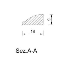 Schnitzleiste 18 x 9 mm, Buche roh Länge 2440 mm