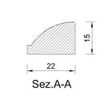 Schnitzleiste 22 x 15 mm, Buche roh Länge 2440 mm