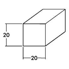 Vierkantleiste FK-AL2020, Breite: 20 mm, Höhe: 20 mm, Holzart: Massivholz