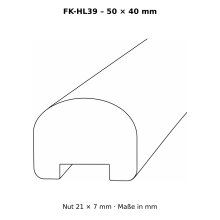 Profilhandlauf 50 × 40 mm mit Nut 21 × 7 mm – FK-HL39