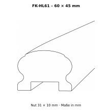 Profilhandlauf 60 × 45 mm mit Nut 31 × 10 mm – FK-HL61