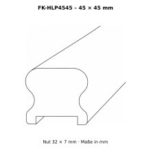 Profilhandlauf 45 × 45 mm mit Nut 32 × 7 mm – FK-HLP4545