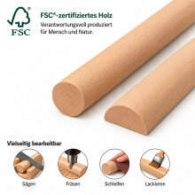Halbrundstab Massivholz 30 × 15 mm – 3er-Bund, feste Längen – FK-PR30