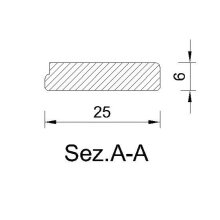 Schnitzleiste 25 x 6 mm, Buche roh Länge 2440 mm