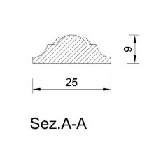 Schnitzleiste 25 x 9 mm, Buche roh Länge 2440 mm