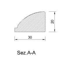 Schnitzleiste 30 x 20 mm, Buche roh Länge 2440 mm