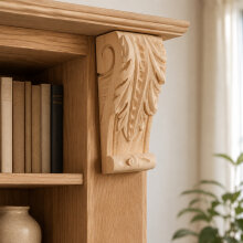 Schnitzornament-Kapitell aus Linde Massivholz, 210 × 110 × 70 mm – FK-KA110RLI