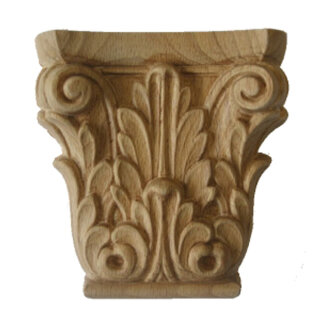 Schnitzornament-Kapitell aus Buche Massivholz, 140 × 140 × 35 mm – FK-KA140RBU