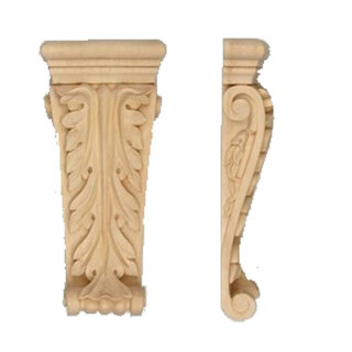 Schnitzornament-Kapitell aus Linde Massivholz, 254 × 116 × 44 mm – FK-KA228RLI