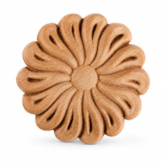 Schnitzornament-Rosette aus Buche Massivholz, 60 × 7 mm – FK-SB8060RBU