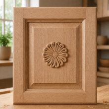 Schnitzornament-Rosette aus Buche Massivholz, 60 × 7 mm – FK-SB8060RBU