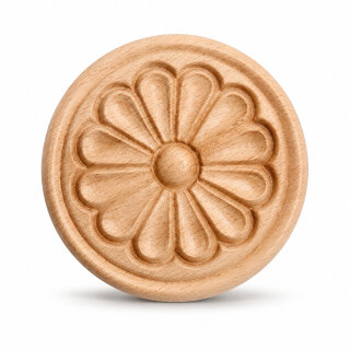 Schnitzornament-Rosette aus Buche Massivholz, 100 × 7 mm – FK-SB8090RBU
