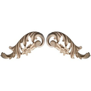 Schnitzornament 2er-Set links/rechts aus Linde Massivholz, 80 × 200 × 14 mm – FK-L200RLI