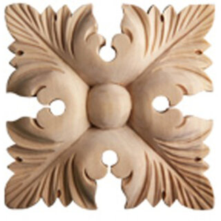 Schnitzornament aus Linde Massivholz, 90 × 90 × 15 mm – FK-L90RLI