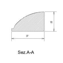 Schnitzleiste 37 x 22 mm, Buche roh Länge 2440 mm