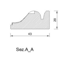 Schnitzleiste 43 x 20 mm, Buche roh Länge 2440 mm