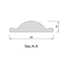 Schnitzleiste 60 x 15 mm, Buche roh Länge 2440 mm