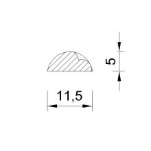 Spiralstab 11 x 5 mm, halbrund Buche roh Länge 2000 mm