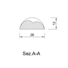 Spiralstab 26 x 12 mm, halbrund Buche roh Länge 2440 mm