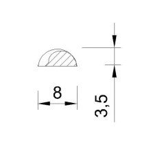 Spiralstab 8 x 3,5 mm, halbrund Buche roh Länge 2440 mm