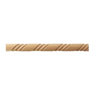 Spiralstab 11,5 x 5 mm, halbrund Buche roh Länge 2440 mm