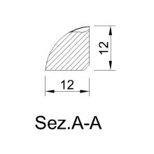 Viertelstab 12 x 12 mm, viertelrund Buche roh Länge...