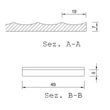 Wellenleiste 49 x 7 mm, Buche roh Länge 2440 mm