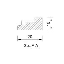 Zahnleiste 20 x 10 mm, Buche roh Länge 2440 mm