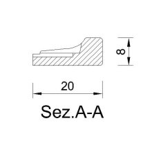Zahnleiste 20 x 8 mm, Buche roh Länge 2440 mm