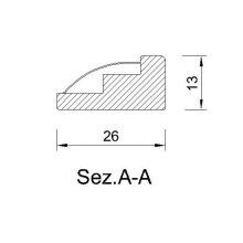Zahnleiste 26 x 13 mm, Buche roh Länge 2440 mm
