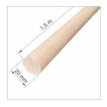 Rundstab Massivholz glatt Buche Ø 20 mm Länge 1500 mm (3 Stück)