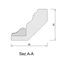 Kranzleiste 58 x 50 mm, Buche roh Länge 2440 mm