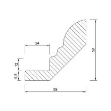 Kranzleiste 59 x 59 mm, Buche roh Länge 2440 mm