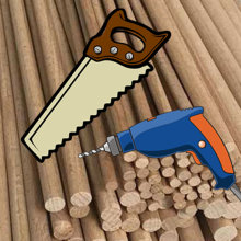 Rundstab Massivholz glatt Ø 25 mm verschiedene Längen und Holzarten