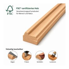 Falzleiste FK-FK1517, Breite: 21 mm, Höhe: 15 mm,  Holzart: Massivholz