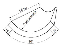Viertelkreisprofil MDF/HDF - Länge 3000 mm, Radius 100 mm