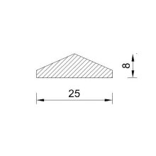 Pyramidenleiste 25 x 8 mm, Buche roh Länge 2440 mm