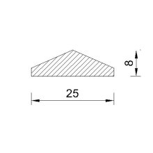 Pyramidenleiste 25 x 8  mm, Buche roh L&auml;nge 2440 mm
