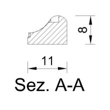 Schnitzleiste 11 x 8 mm, Buche roh Länge 2440 mm