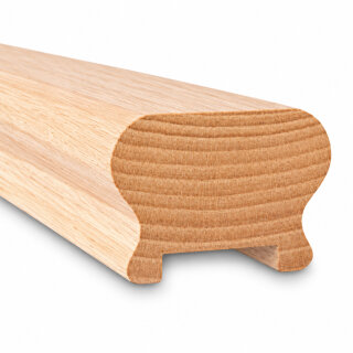 Omega-Handlauf mit Nut 62 × 43 mm – Eiche, lackiert, 3000 mm – FK-HL63EIL3000