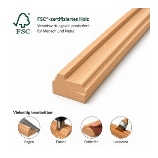 Profilleiste FK-GS44-30, Breite: 44 mm, Höhe: 25 mm,  Holzart: Massivholz