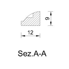 Schnitzleiste 12 x 9 mm, Buche roh Länge 2440 mm