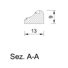 Schnitzleiste 13 x 9 mm, Buche roh Länge 2440 mm