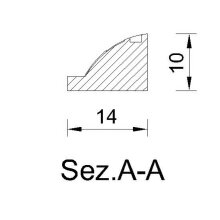 Schnitzleiste 14 x 10 mm, Buche roh Länge 2440 mm