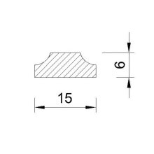 Schnitzleiste 15 x 6 mm, Buche roh Länge 2440 mm