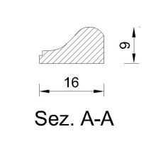 Schnitzleiste 16 x 9 mm, Buche roh Länge 2440 mm