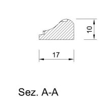Schnitzleiste 17 x 10 mm, Buche roh Länge 2440 mm