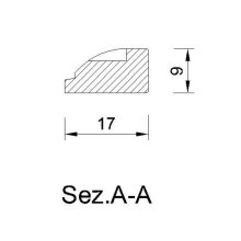 Schnitzleiste 17 x 9 mm, Buche roh Länge 2440 mm