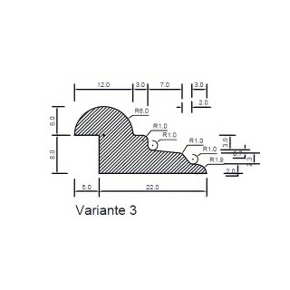 Profilleiste Massivholz 69 x 17 mm mit Wellenprofil