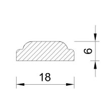 Schnitzleiste 18 x 6 mm, Buche roh Länge 2440 mm